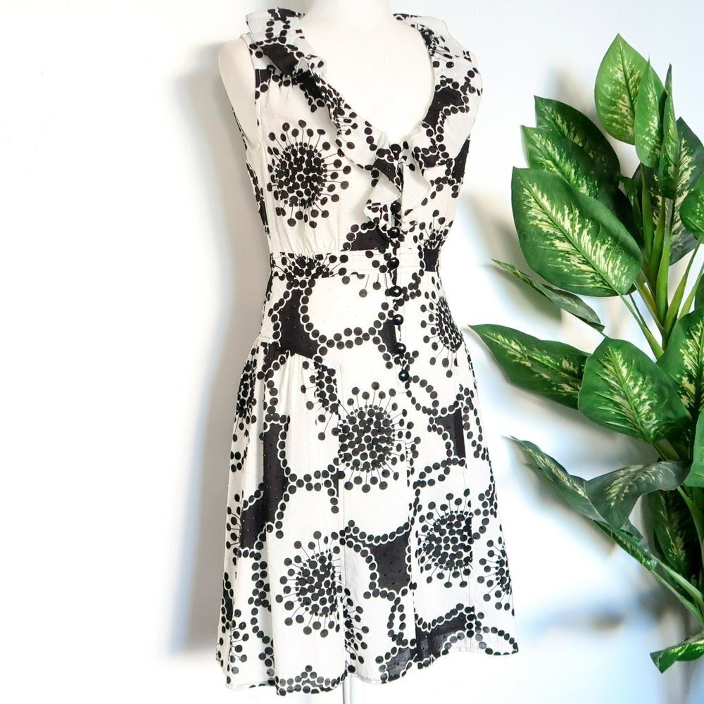 Nanette Lepore Floral Cotton Gauze Sleeveless Fit Flare A-line V-neck Dress 2